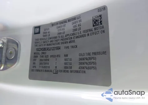 2018 Chevrolet Colorado Wt из США, поврежденный, VIN 1GCHSBEA5J1221664